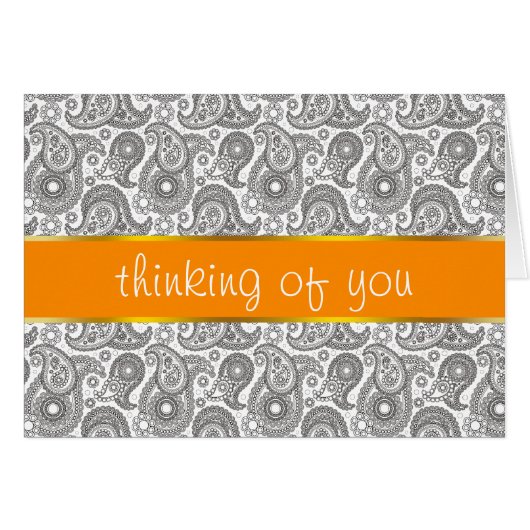 Tangerine Black Paisley Cards (Front Horizontal)