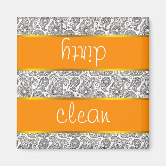 Tangerine Black Paisley Magnet (Front)