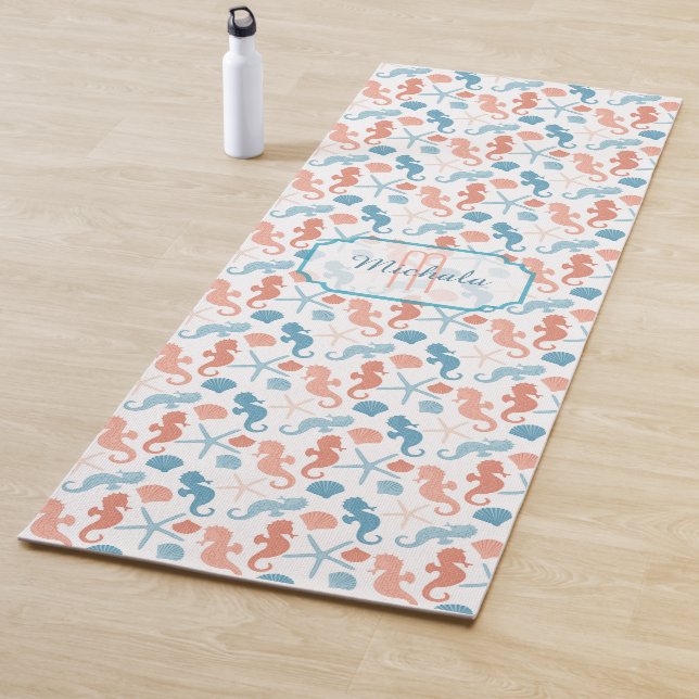 Tangerine Blue Nautical Monogram Yoga Mat (In Situ)