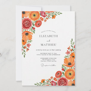 Tangerine Brilliant Summer Wedding Invitation