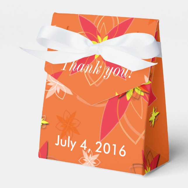 Tangerine Burst Wedding Favor Boxes (Front Side)
