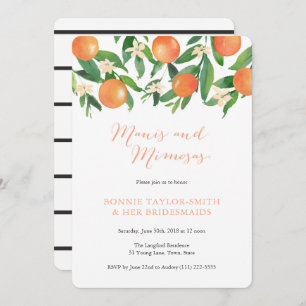 Tangerine Charcoal Manis Mimosas Bridal Luncheon Invitation