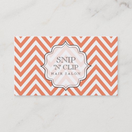 Tangerine Chevron Filigree Hair Stylist Cards Business Card Template