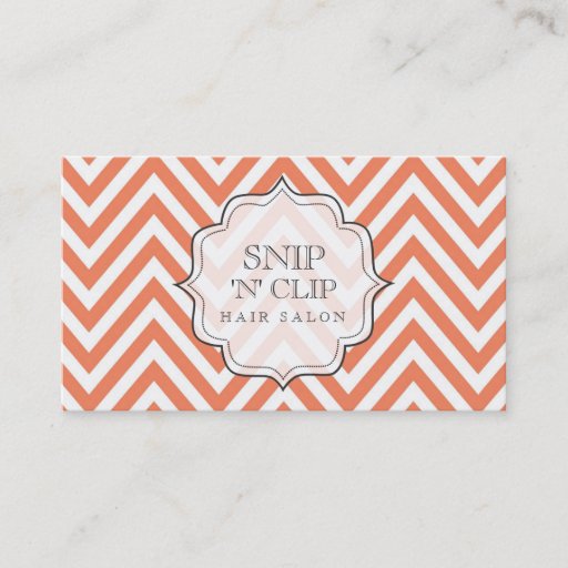 Customizable Tangerine Chevron Filigree Hair Stylist Cards Business Card Template