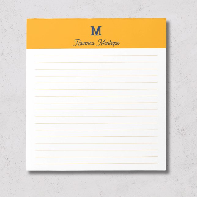 Tangerine Chic Personalized Monogram Name Lined Notepad (Creator Uploaded)