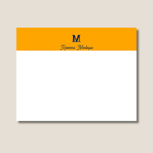 Tangerine Chic Personalized Name Letter Monogram Note Card