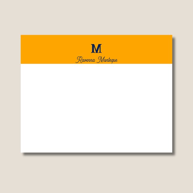 Tangerine Chic Personalized Name Letter Monogram  Note Card (Creator Uploaded)