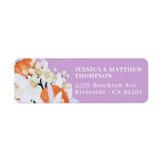 Tangerine Citrus Blooming Branches Wreath Floral Label