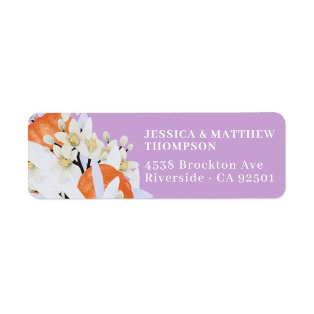 Tangerine Citrus Blooming Branches Wreath Floral Label (Front)