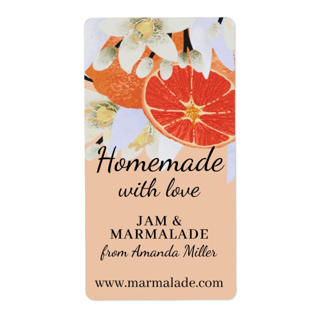 Tangerine Citrus Homemade Business Botanical Label (Front)