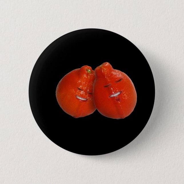Tangerine Couple (Orange you in love, too?) Button (Front)