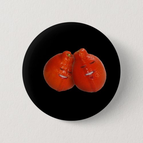 Tangerine Couple Orange you in love too Button