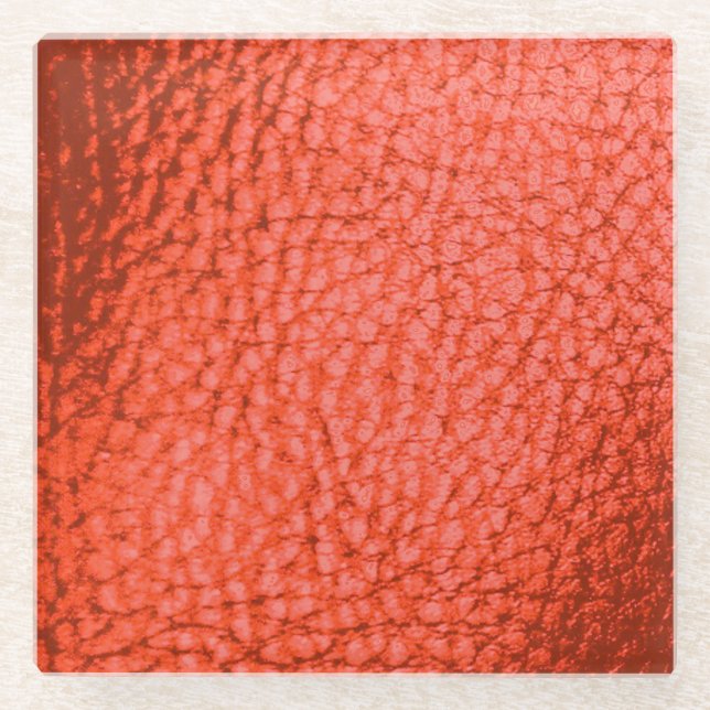Tangerine Dartk Faux Leather Glass Coaster (Front)