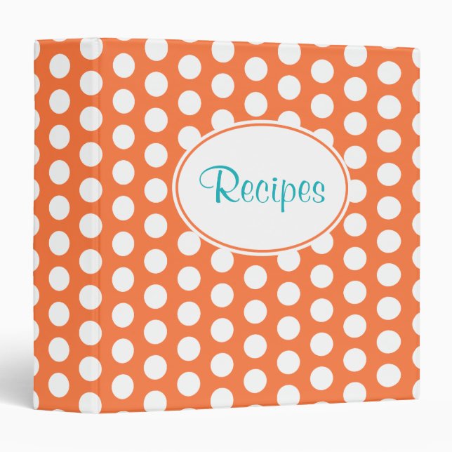 Tangerine Dot Recipe Binder (Front/Spine)