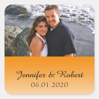 Tangerine Fade Wedding Favor Sticker