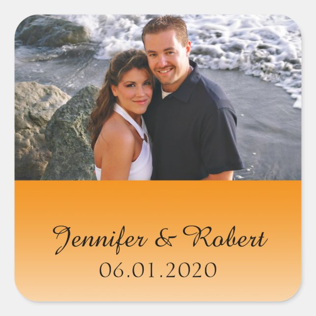Tangerine Fade Wedding Favor Sticker (Front)