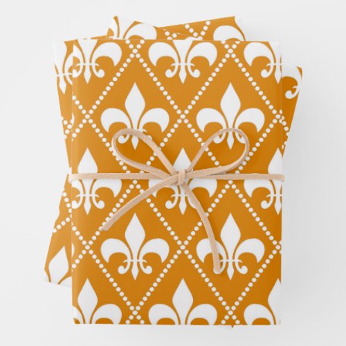 Tangerine Fleur de Lis Wrapping Paper Sheets