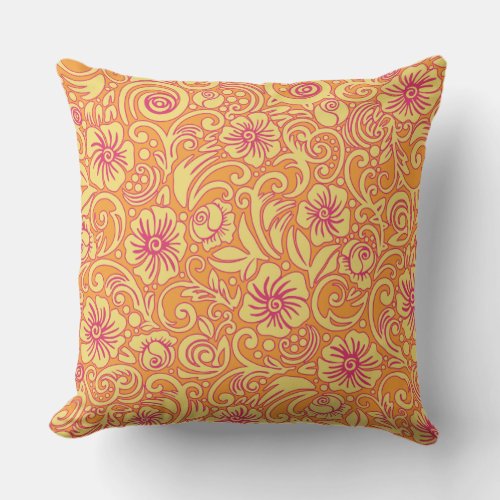 Tangerine Floral Dream Pattern Pillow