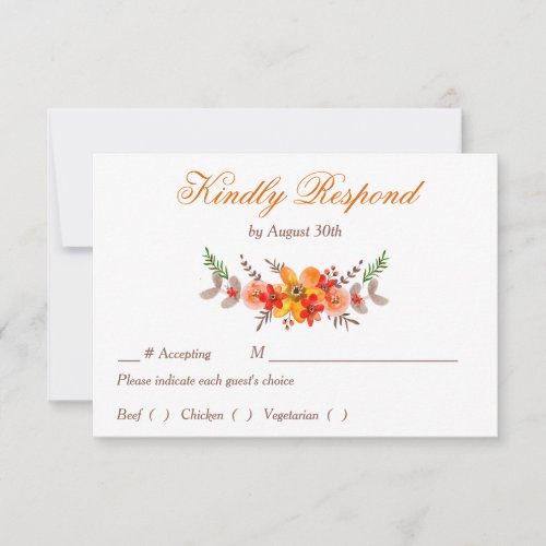 Tangerine Floral Wedding Rehearsal Dinner RSVP