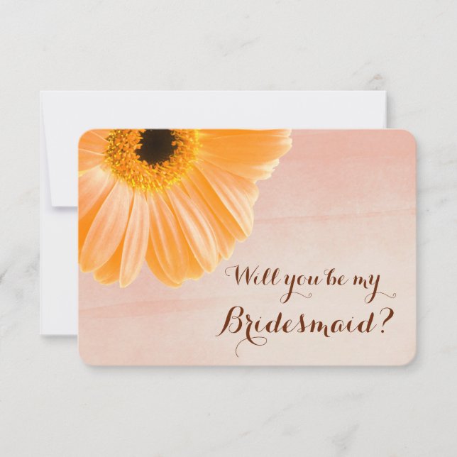 Tangerine Floral Will You Be My Bridesmaid Invitation (Front)