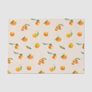 Tangerine Fruit with Leaves Tissue Paper