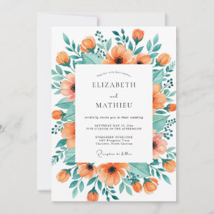 Tangerine Graceful Spring Wedding Invitation