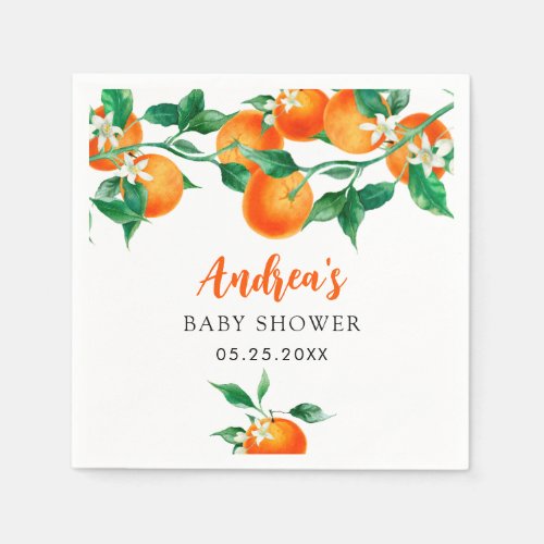 Tangerine Little Cutie Baby Shower Napkins