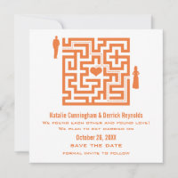 Tangerine Love Maze Save the Date Invite