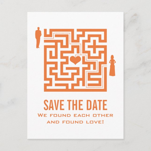 Tangerine Love Maze Save the Date Postcard (Front)