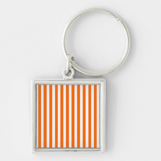 Tangerine Modern Stripes Keychain (Front)