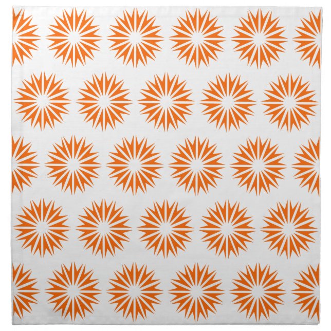 Tangerine Modern Sunbursts Cloth Napkin (Front)