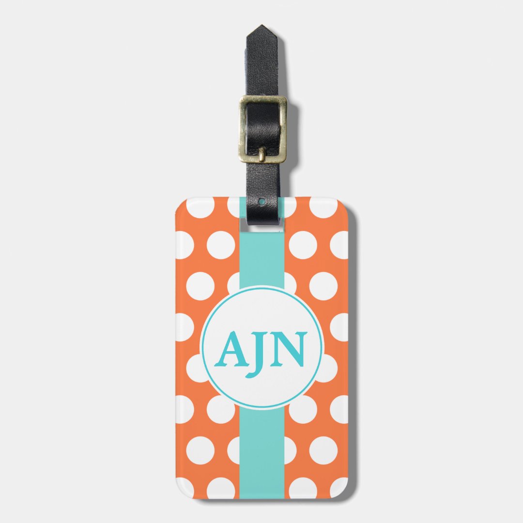 Tangerine Monogram Luggage Tag (Front Vertical)
