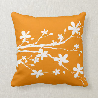 Tangerine Nature Branch Throw Pillow