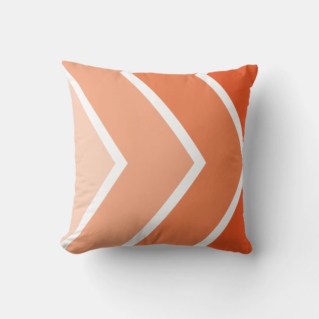 Tangerine Ombré Chevron Stripes Pattern Throw Pillow (Front)
