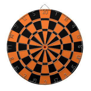 Tangerine Orange And Black Dartboard With Darts