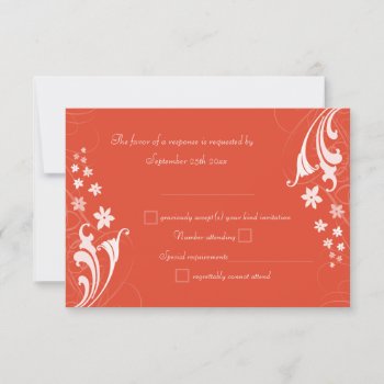 Tangerine Orange And Cream Floral Swirls Rsvps Rsvp Card by Truly_Uniquely at Zazzle