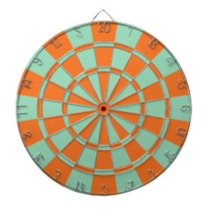 Tangerine Orange And Mint Green Color Dart Board