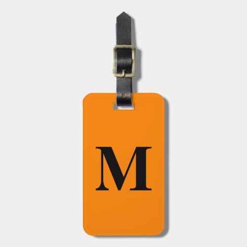 Tangerine Orange Black Monograms Name Gift 2024 Luggage Tag