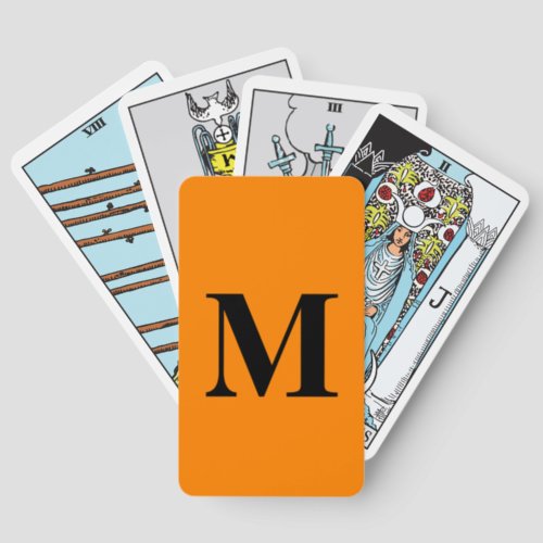 Tangerine Orange Black Monograms Name Gift 2024 Playing Cards