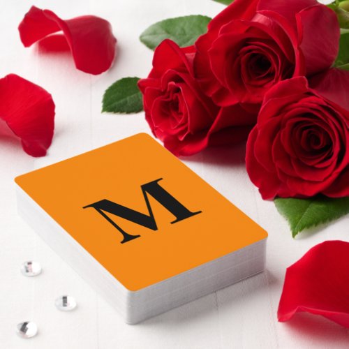 Tangerine Orange Black Monograms Name Gift Favor Matching Game Cards