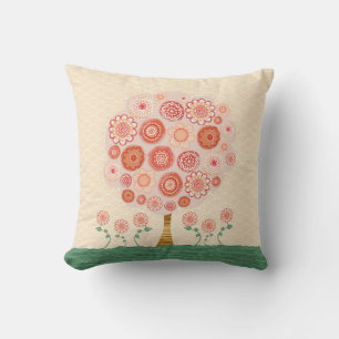Tangerine Orange Blossom Tree Original Art Cushion
