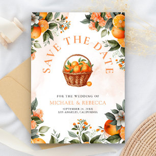 Tangerine Orange Citrus QR Code Photo Wedding Save The Date