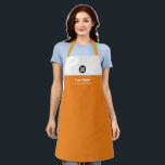 Tangerine Orange Employee Logo, Name, Company Apron<br><div class="desc">Easily personalize this Custom Eyecatching Employee Apron with your business logo, employee name, company name, slogan, website or any custom message. A simple business design in tangerine orange and white colors fully customizable, sans-serif basic and modern fonts and a professional and clear look. This all-Over Print Apron is avaiable in...</div>