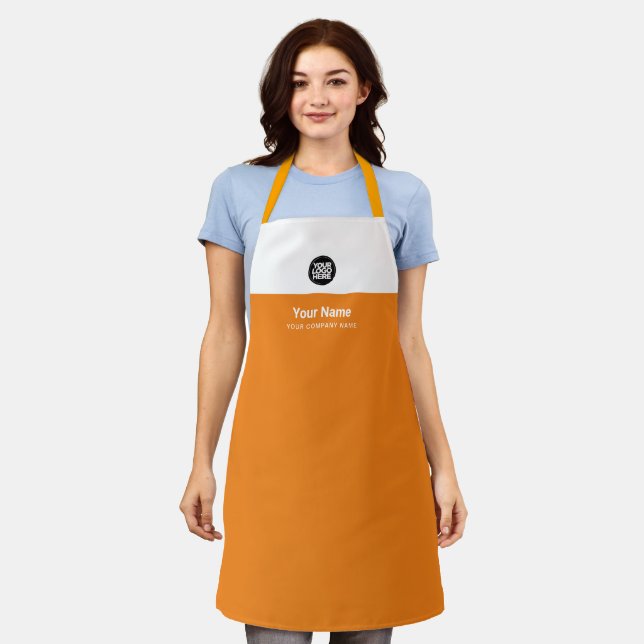 Tangerine Orange Employee Logo, Name, Company Apron (Worn)