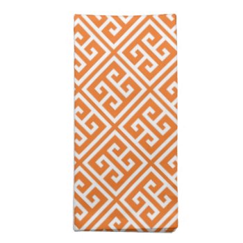 Tangerine Orange Greek Key Pattern Cloth Napkin by heartlockedhome at Zazzle