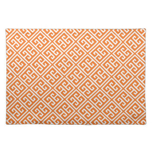 Tangerine Orange Greek Key Pattern Placemat