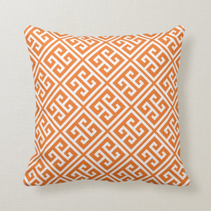 Tangerine Orange Greek Key Pattern Throw Pillow Zazzle