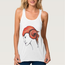 Tangerine Orange Haired Woman Portrait Pop Art
