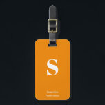 Tangerine Orange Monogram Name Stylish Typewriter Luggage Tag<br><div class="desc">Bold Tangerine Orange Monogram Name Stylish Typewriter Luggage Tag for your travels and vacation,  customize this stylish bag tag it with your own initial monogram and name.</div>