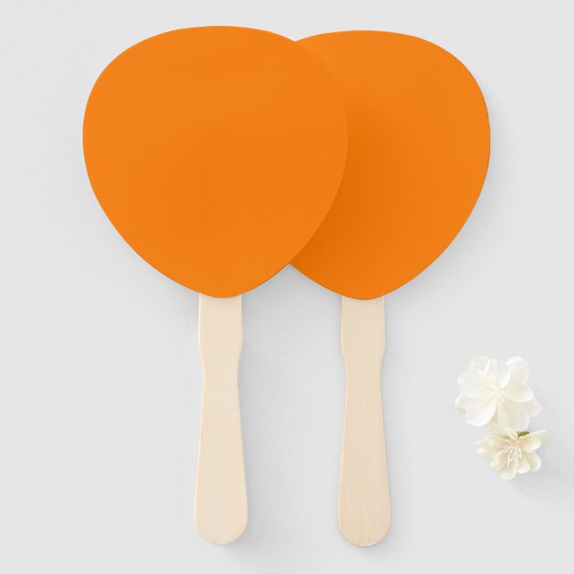 Tangerine Orange Paddle Fan for Elegant Event Comf (Front and Back)